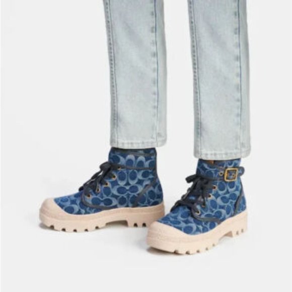 Coach Trooper Mid Top Boot In Signature Denim - Picture 5 of 5
